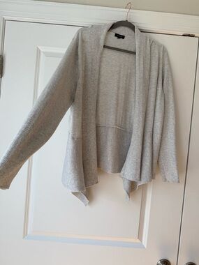 Cardigan Sweater, Gray Open Front Draped Women's, 1X